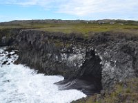 9  Les oiseaux (goélands) nichent dans les falaises de basalte. La "grotte musicale" Sönghellir d'Arnarstapi chante au gré des vagues entrantes et sortantes.