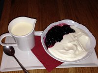 28  Skyr : dessert traditionnel islandais. Yaourt épais, que l'on peut diluer avec la crème servie avec, accompagné de confiture de myrtilles.