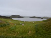 4  Nous continuons vers l'Est et le lac de Myvatn (lac des Moucherons). C'est le 4ème plus grand lac d'Islande. Très peu profond (2m en moyenne et un maximum de 4.5m). Le lac compte 50 ilôts.
