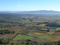 17  Vue à l'Est sur le rocher du Sampzon direction Vallon-Pont-d'Arc et sur les vignes.