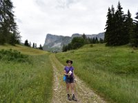 29  Après passage par les lieux dits de "Combe de Corne", "Collet de Prapérouse" et "Bois Rond", nous progressons sur de larges sentiers et descendons sur St-Etienne-en-Dévoluy en rejoignant la route de SuperDévoluy. Derrière nous, le Pic de Bure !