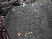 33  En remontant une petite rivière, nous cherchons les pétroglyphes. Ici, une tortue.